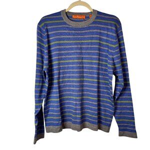 Sette Ponti Mens Striped Merino Wool Crew Neck Sweater Size Medium Preppy Cozy